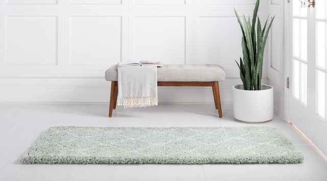 Light Green 2' 7 x 6' 1 Rabat Shag Runner Area Rug Thick Soft Touch Fluffy & Plush Shaggy Pile Durable Geometric Carpet for Luxury Interior Design for Sale at Rug Engine