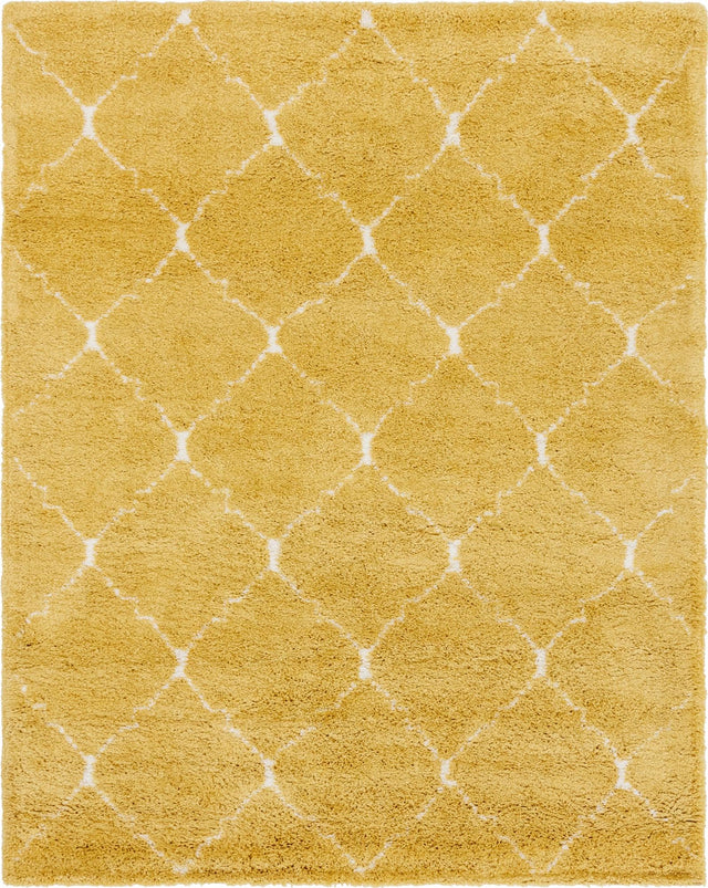 Yellow 8' x 10' Rabat Shag Rectangle Area Rug Thick Soft Touch Fluffy & Plush Shaggy Pile Durable Geometric Carpet for Luxury Interior Design for Sale at Rug Engine
