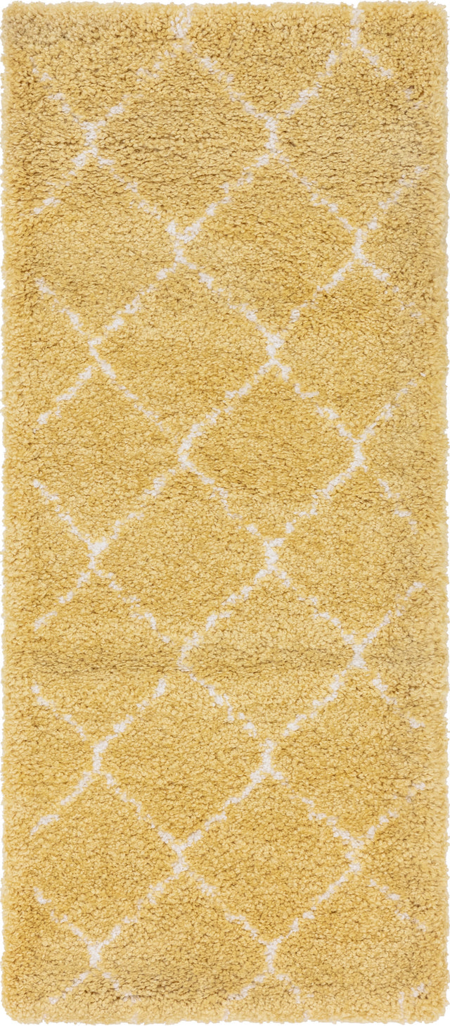 Yellow 2' 7 x 6' 1 Rabat Shag Runner Area Rug Thick Soft Touch Fluffy & Plush Shaggy Pile Durable Geometric Carpet for Luxury Interior Design for Sale at Rug Engine