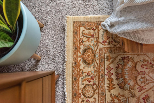Cream 4' 1 x 6' 1 Dorchester Rectangle Area Rug 100% Polypropylene With Cotton Foundation Carpet for Living, Dining, Office, Bedrooms for Sale at Rug Engine