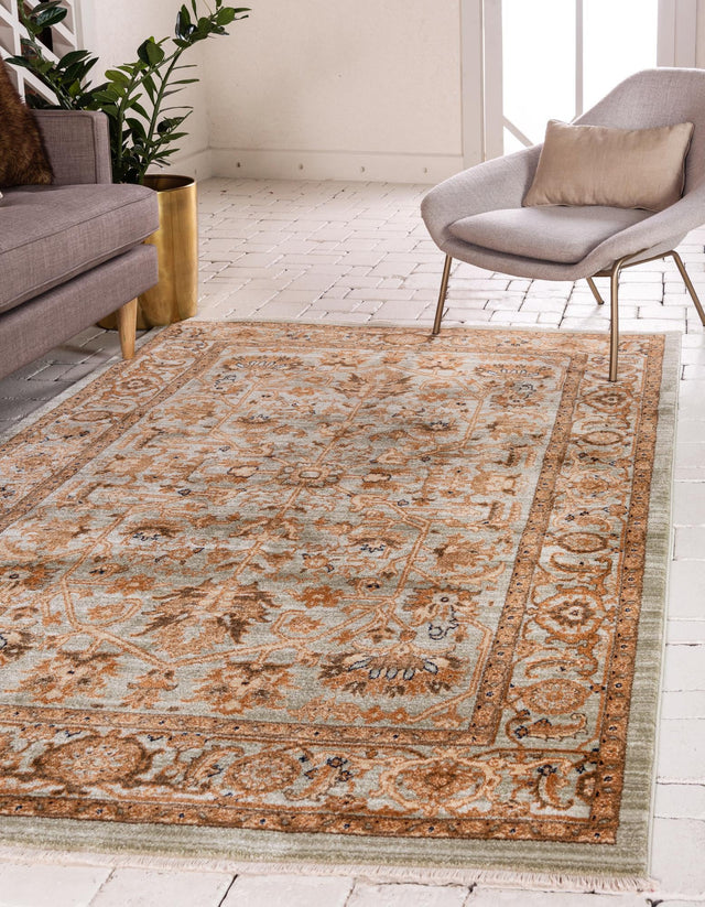 Light Green 4' 1 x 6' 1 Dorchester Rectangle Area Rug 100% Polypropylene With Cotton Foundation Carpet for Living, Dining, Office, Bedrooms for Sale at Rug Engine