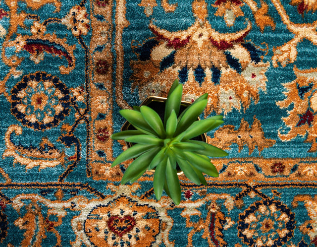 Turquoise 4' 5 x 4' 5 Dorchester Round Area Rug 100% Polypropylene With Cotton Foundation Carpet for Living, Dining, Office, Bedrooms for Sale at Rug Engine