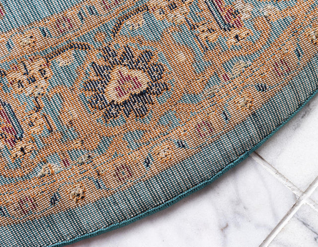 Turquoise 4' 5 x 4' 5 Dorchester Round Area Rug 100% Polypropylene With Cotton Foundation Carpet for Living, Dining, Office, Bedrooms for Sale at Rug Engine