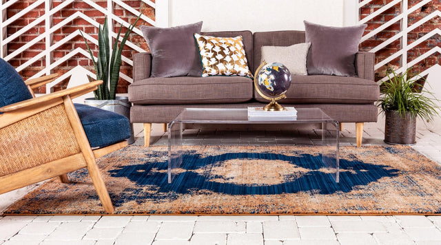 Navy Blue 4' 1 x 6' 1 Dorchester Rectangle Area Rug 100% Polypropylene With Cotton Foundation Carpet for Living, Dining, Office, Bedrooms for Sale at Rug Engine