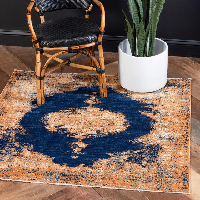 Navy Blue 4' 5 x 4' 5 Dorchester Square Area Rug 100% Polypropylene With Cotton Foundation Carpet for Living, Dining, Office, Bedrooms for Sale at Rug Engine