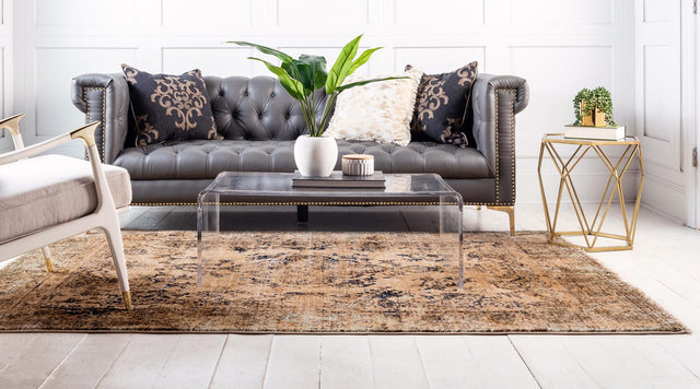 Tan 4' 1 x 6' 1 Dorchester Rectangle Area Rug 100% Polypropylene With Cotton Foundation Carpet for Living, Dining, Office, Bedrooms for Sale at Rug Engine
