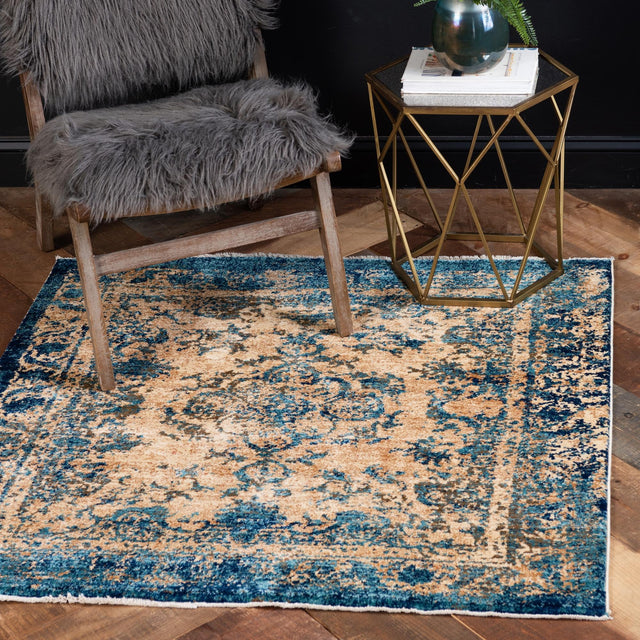Blue 4' 5 x 4' 5 Dorchester Square Area Rug 100% Polypropylene With Cotton Foundation Carpet for Living, Dining, Office, Bedrooms for Sale at Rug Engine