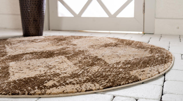 Brown 8' x 8' Dorchester Round Area Rug 100% Polypropylene With Cotton Foundation Carpet for Living, Dining, Office, Bedrooms for Sale at Rug Engine