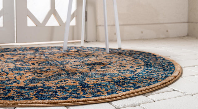 Orange 8' x 8' Dorchester Round Area Rug 100% Polypropylene With Cotton Foundation Carpet for Living, Dining, Office, Bedrooms for Sale at Rug Engine