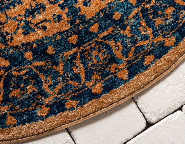 Orange 8' x 8' Dorchester Round Area Rug 100% Polypropylene With Cotton Foundation Carpet for Living, Dining, Office, Bedrooms for Sale at Rug Engine