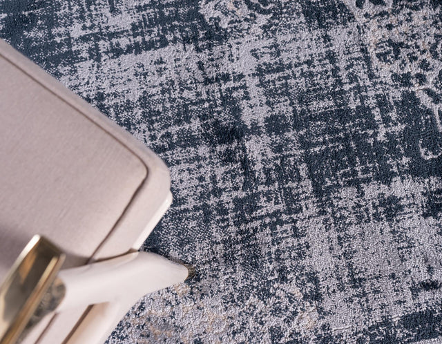 Dark Blue 5' 3 x 8' Leila Rectangle Area Rug 85% Polypropylene & 15% Polyester Durable Traditional Carpet for Kitchens, Bedrooms, Living Rooms, Office for Sale at Rug Engine