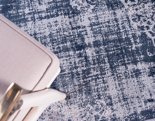 Dark Blue 5' 3 x 8' Leila Rectangle Area Rug 85% Polypropylene & 15% Polyester Durable Traditional Carpet for Kitchens, Bedrooms, Living Rooms, Office for Sale at Rug Engine