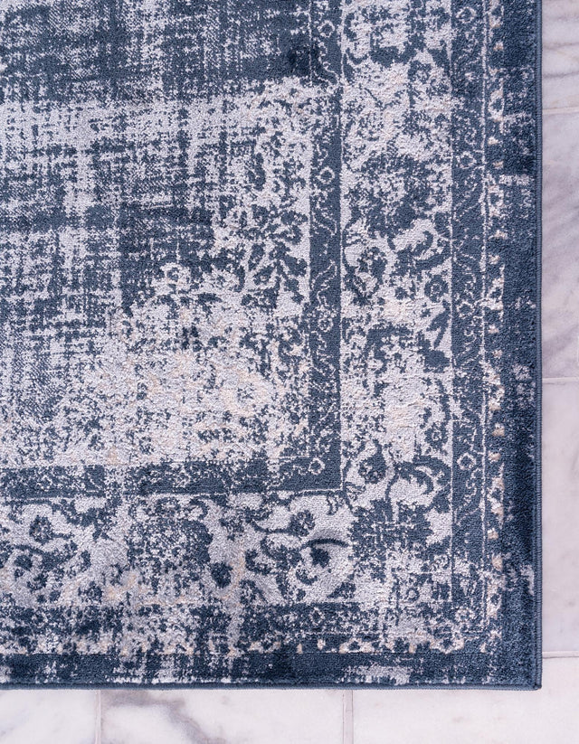Dark Blue 5' 3 x 8' Leila Rectangle Area Rug 85% Polypropylene & 15% Polyester Durable Traditional Carpet for Kitchens, Bedrooms, Living Rooms, Office for Sale at Rug Engine