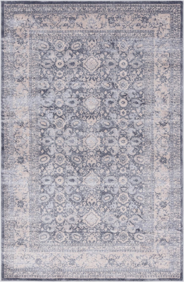 Gray 5' 3 x 8' Leila Rectangle Area Rug 85% Polypropylene & 15% Polyester Durable Traditional Carpet for Kitchens, Bedrooms, Living Rooms, Office for Sale at Rug Engine