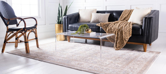 Cream 3' 3 x 5' 3 Leila Rectangle Area Rug 85% Polypropylene & 15% Polyester Durable Traditional Carpet for Kitchens, Bedrooms, Living Rooms, Office for Sale at Rug Engine