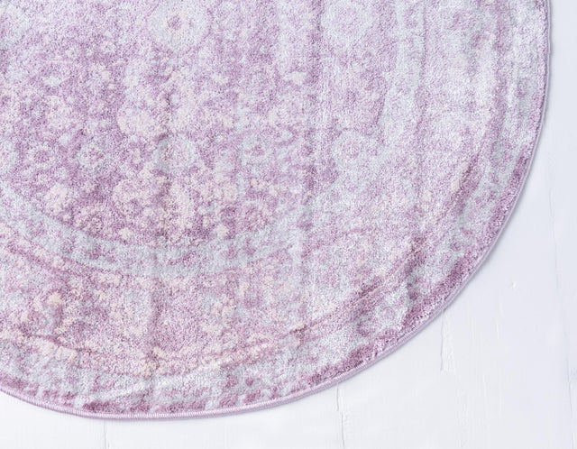 Violet 3' 3 x 3' 3 Leila Round Area Rug 85% Polypropylene & 15% Polyester Durable Traditional Carpet for Kitchens, Bedrooms, Living Rooms, Office for Sale at Rug Engine