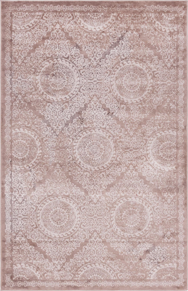 Beige 5' 2 x 8' Leila Rectangle Area Rug 85% Polypropylene & 15% Polyester Durable Traditional Carpet for Kitchens, Bedrooms, Living Rooms, Office for Sale at Rug Engine