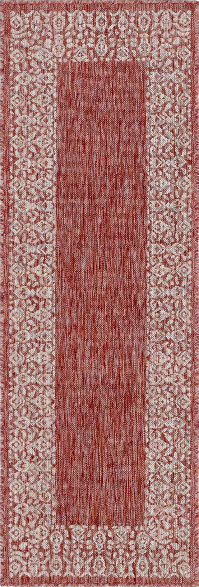 Rust Red 2' x 6' 1 Outdoor Border Runner Area Rug Weather Resistant for Patio, Deck, Terrace, Balcony, Porch 100% Polypropylene Classic Bordered Carpet for Sale at Rug Engine