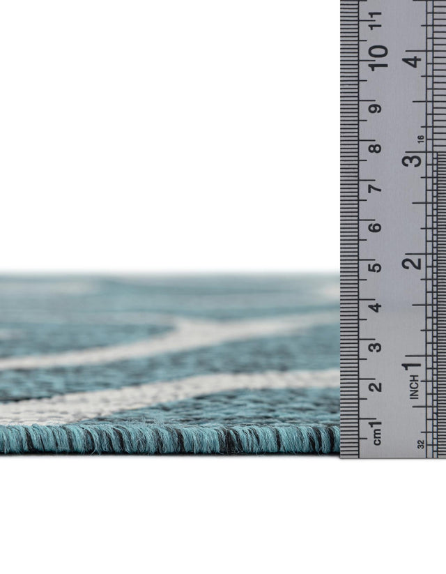 Teal 7' 10 x 11' Outdoor Botanical Rectangle Area Rug Weather Resistant for Patio, Deck, Terrace, Balcony, Porch Polypropylene Garden Floral Tropical Carpet for Sale at Rug Engine