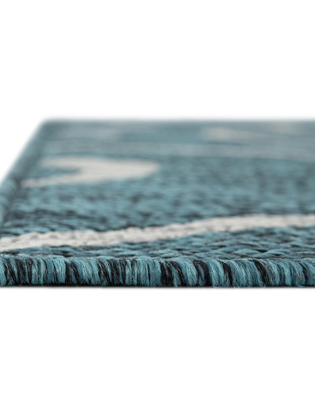 Teal 7' 10 x 11' Outdoor Botanical Rectangle Area Rug Weather Resistant for Patio, Deck, Terrace, Balcony, Porch Polypropylene Garden Floral Tropical Carpet for Sale at Rug Engine