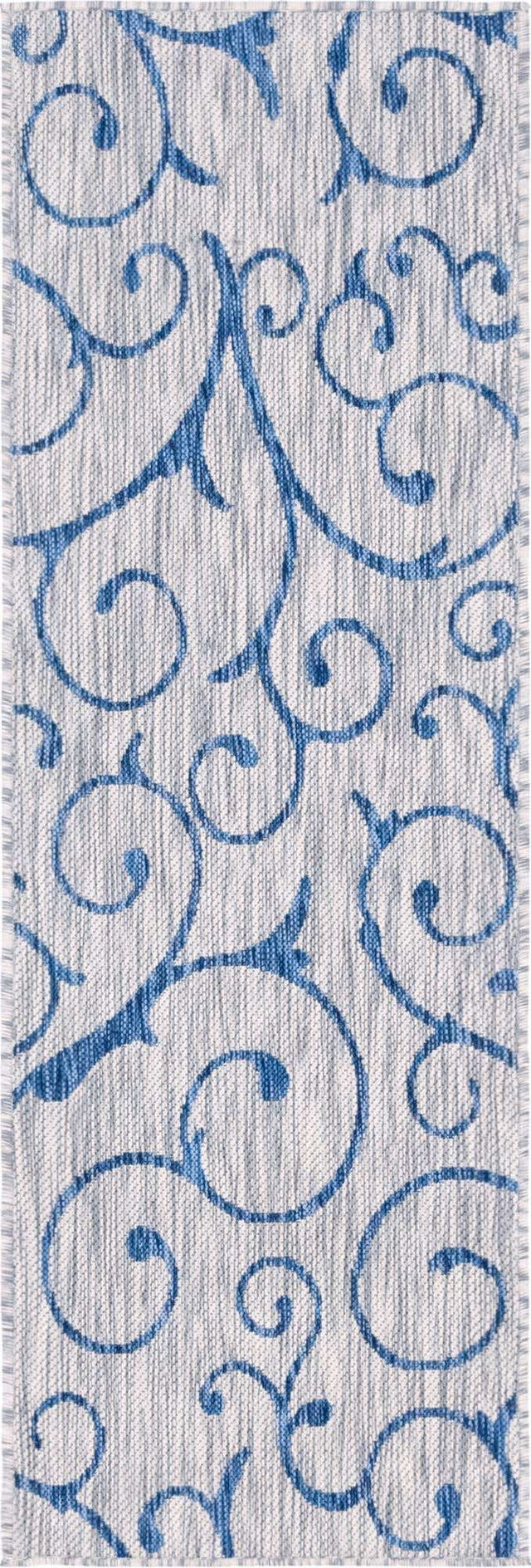 Gray 2' x 6' 1 Outdoor Botanical Runner Area Rug Weather Resistant for Patio, Deck, Terrace, Balcony, Porch Polypropylene Garden Floral Tropical Carpet for Sale at Rug Engine