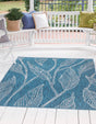 Teal 4' 1 x 6' 1 Outdoor Botanical Rectangle Area Rug Weather Resistant for Patio, Deck, Terrace, Balcony, Porch