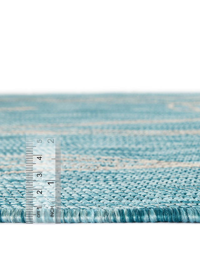 Light Aqua 5' 3 x 8' Outdoor Botanical Rectangle Area Rug Weather Resistant for Patio, Deck, Terrace, Balcony, Porch Polypropylene Garden Floral Tropical Carpet for Sale at Rug Engine