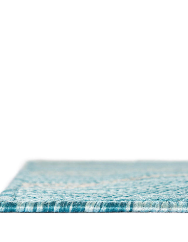 Light Aqua 6' 1 x 9' Outdoor Botanical Rectangle Area Rug Weather Resistant for Patio, Deck, Terrace, Balcony, Porch Polypropylene Garden Floral Tropical Carpet for Sale at Rug Engine