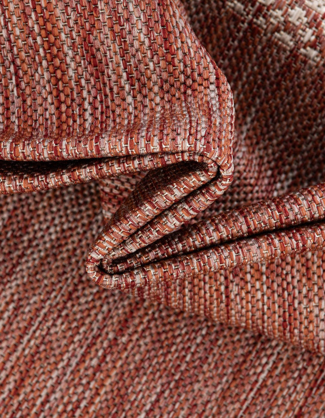 Rust Red 10' 8 x 10' 8 Outdoor Border Round Area Rug Weather Resistant for Patio, Deck, Terrace, Balcony, Porch 100% Polypropylene Classic Bordered Carpet for Sale at Rug Engine
