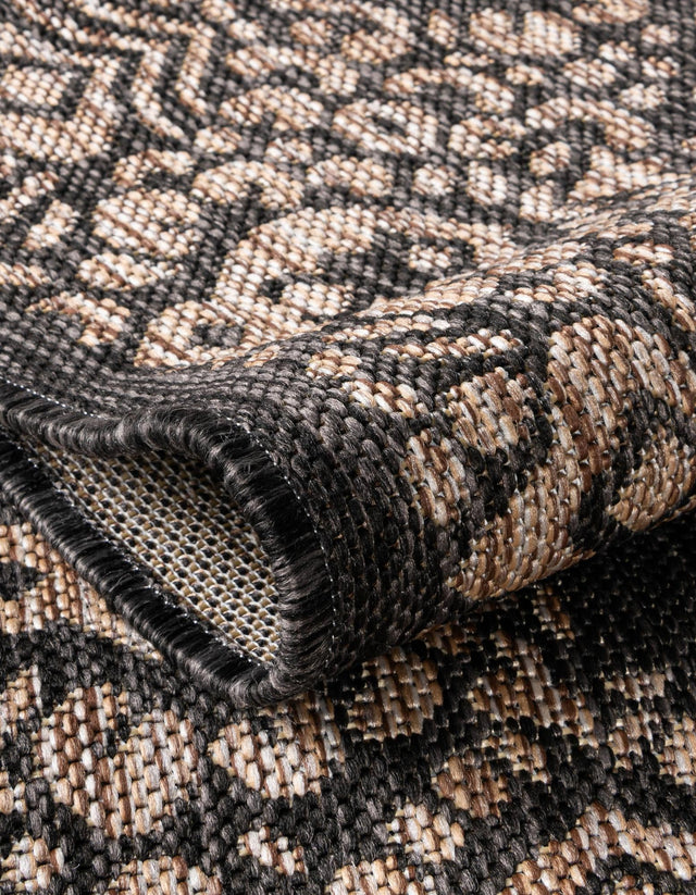 Charcoal Gray 13' 1 x 13' 1 Outdoor Border Round Area Rug Weather Resistant for Patio, Deck, Terrace, Balcony, Porch