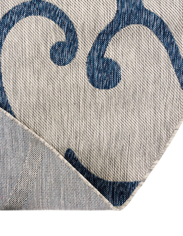 Gray 10' 8 x 10' 8 Outdoor Botanical Round Area Rug Weather Resistant for Patio, Deck, Terrace, Balcony, Porch Polypropylene Garden Floral Tropical Carpet for Sale at Rug Engine