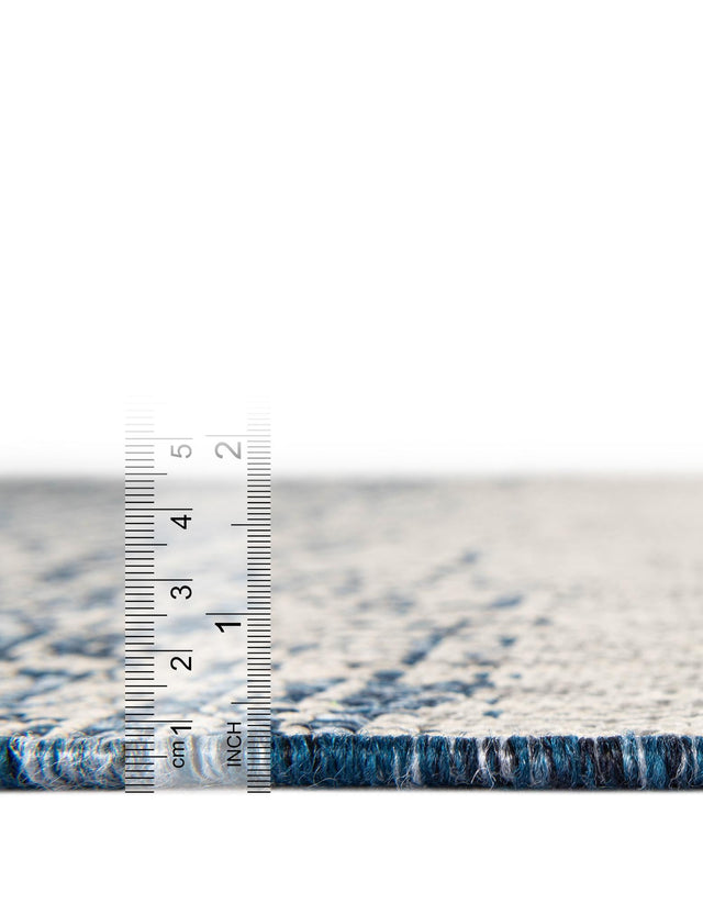 Blue 4' 1 x 4' 1 Outdoor Modern Round Area Rug Weather Resistant for Patio, Deck, Terrace, Balcony, Porch 100% Polypropylene Modern Outside Carpet for Sale at Rug Engine