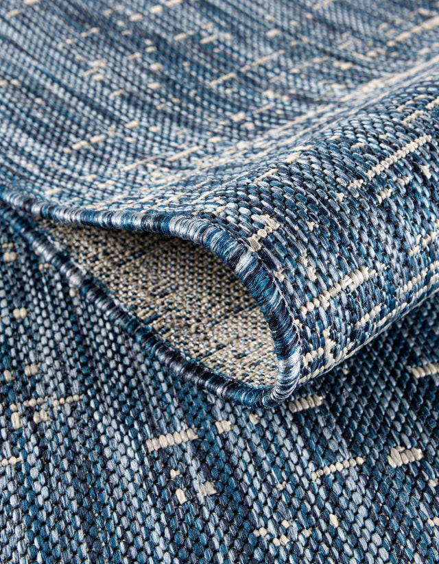 Blue 10' 8 x 10' 8 Outdoor Modern Round Area Rug Weather Resistant for Patio, Deck, Terrace, Balcony, Porch 100% Polypropylene Modern Outside Carpet for Sale at Rug Engine