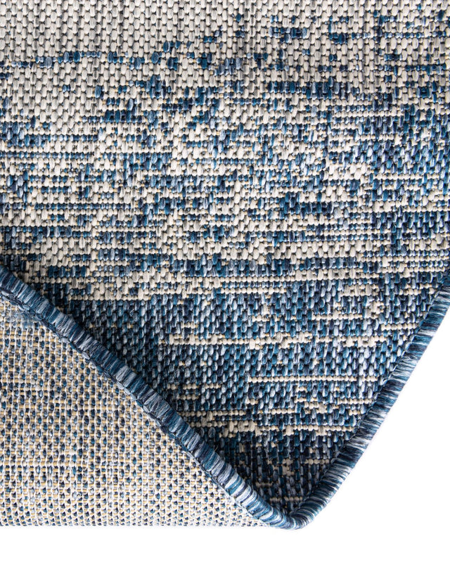 Blue 4' 1 x 4' 1 Outdoor Modern Round Area Rug Weather Resistant for Patio, Deck, Terrace, Balcony, Porch 100% Polypropylene Modern Outside Carpet for Sale at Rug Engine