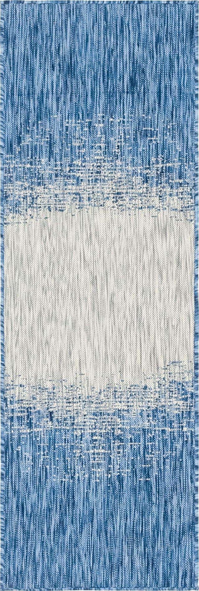 Blue 2' x 6' 1 Outdoor Modern Runner Area Rug Weather Resistant for Patio, Deck, Terrace, Balcony, Porch 100% Polypropylene Modern Outside Carpet for Sale at Rug Engine