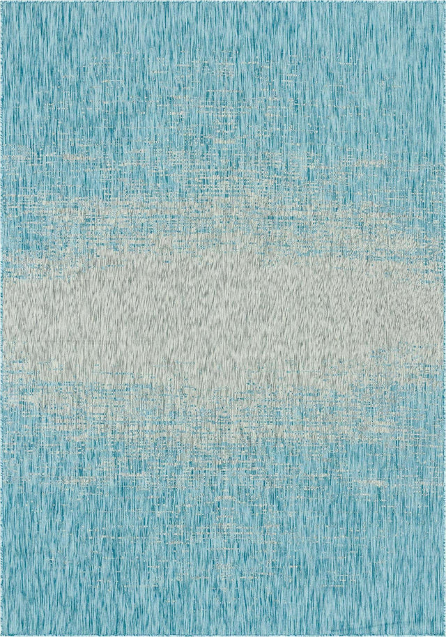Aqua 7' 10 x 11' Outdoor Modern Rectangle Area Rug Weather Resistant for Patio, Deck, Terrace, Balcony, Porch 100% Polypropylene Modern Outside Carpet for Sale at Rug Engine