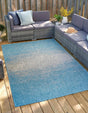 Aqua 4' 1 x 6' 1 Outdoor Modern Rectangle Area Rug Weather Resistant for Patio, Deck, Terrace, Balcony, Porch