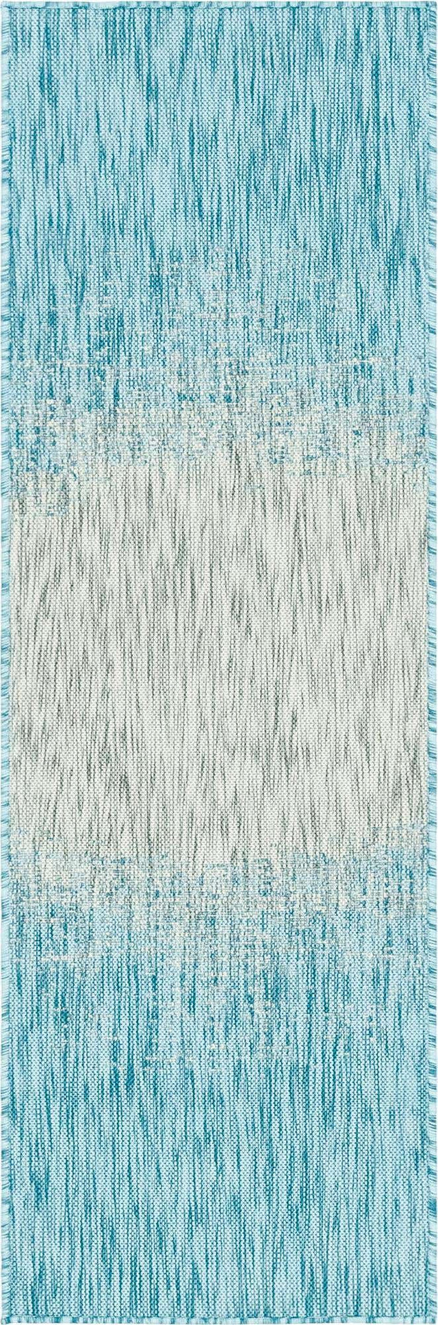 Aqua 2' x 6' 1 Outdoor Modern Runner Area Rug Weather Resistant for Patio, Deck, Terrace, Balcony, Porch 100% Polypropylene Modern Outside Carpet for Sale at Rug Engine