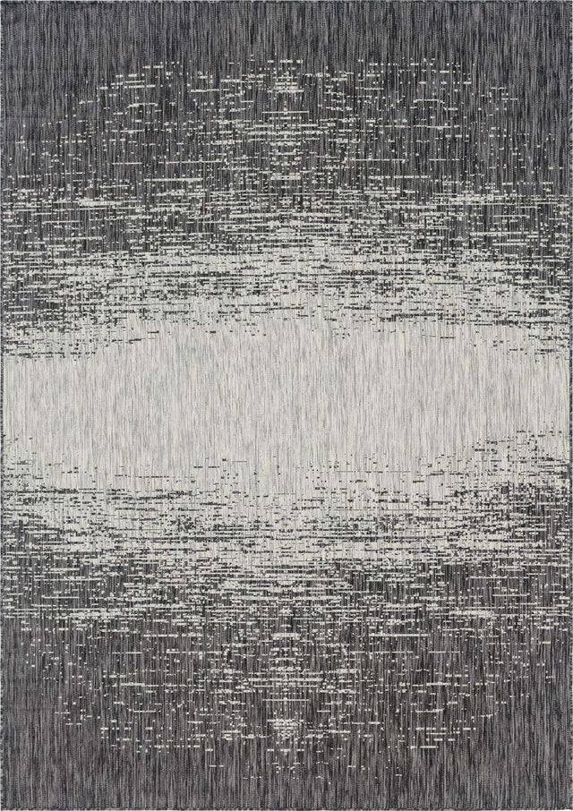 Charcoal Gray 7' 1 x 10' Outdoor Modern Rectangle Area Rug Weather Resistant for Patio, Deck, Terrace, Balcony, Porch 100% Polypropylene Modern Outside Carpet for Sale at Rug Engine