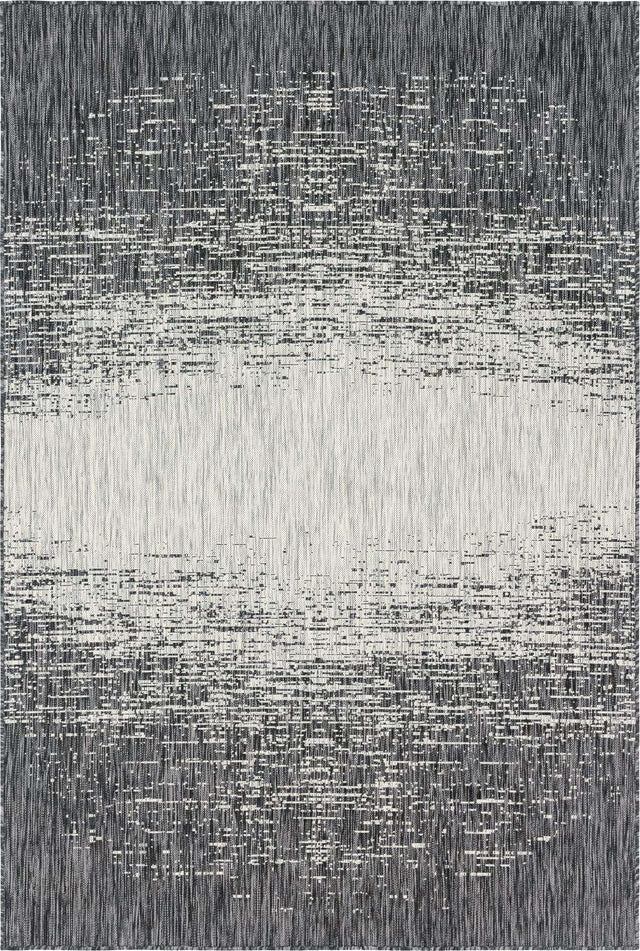 Charcoal Gray 6' 1 x 9' Outdoor Modern Rectangle Area Rug Weather Resistant for Patio, Deck, Terrace, Balcony, Porch 100% Polypropylene Modern Outside Carpet for Sale at Rug Engine