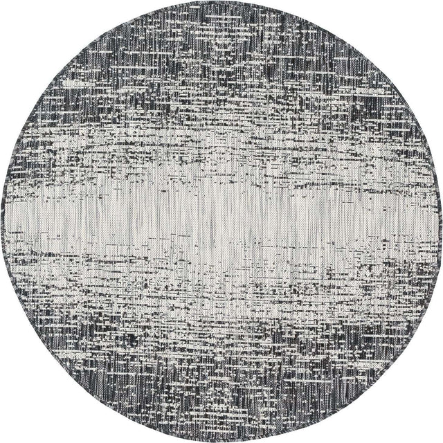 Charcoal Gray 4' 1 x 4' 1 Outdoor Modern Round Area Rug Weather Resistant for Patio, Deck, Terrace, Balcony, Porch 100% Polypropylene Modern Outside Carpet for Sale at Rug Engine