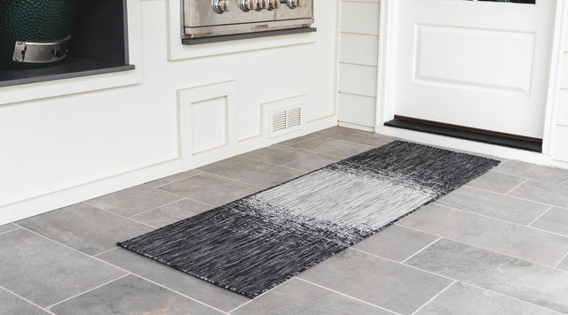 Charcoal Gray 2' x 6' 1 Outdoor Modern Runner Area Rug Weather Resistant for Patio, Deck, Terrace, Balcony, Porch 100% Polypropylene Modern Outside Carpet for Sale at Rug Engine