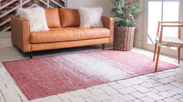 Rust Red 7' 1 x 10' Outdoor Modern Rectangle Area Rug Weather Resistant for Patio, Deck, Terrace, Balcony, Porch 100% Polypropylene Modern Outside Carpet for Sale at Rug Engine