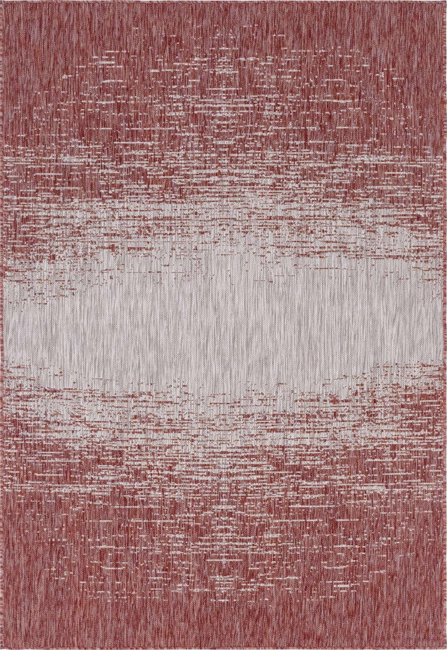 Rust Red 4' 1 x 6' 1 Outdoor Modern Rectangle Area Rug Weather Resistant for Patio, Deck, Terrace, Balcony, Porch 100% Polypropylene Modern Outside Carpet for Sale at Rug Engine