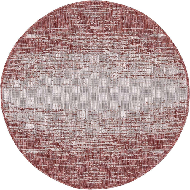 Rust Red 4' 1 x 4' 1 Outdoor Modern Round Area Rug Weather Resistant for Patio, Deck, Terrace, Balcony, Porch 100% Polypropylene Modern Outside Carpet for Sale at Rug Engine