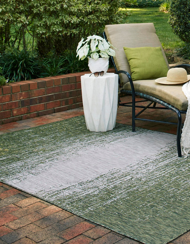 Green 7' 10 x 11' Outdoor Modern Rectangle Area Rug Weather Resistant for Patio, Deck, Terrace, Balcony, Porch 100% Polypropylene Modern Outside Carpet for Sale at Rug Engine