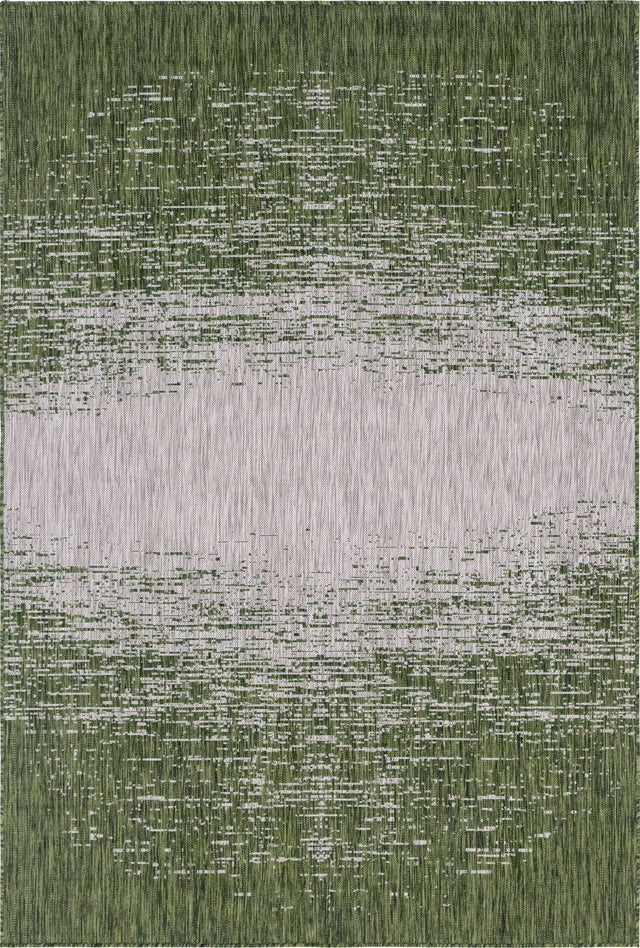 Green 4' 1 x 6' 1 Outdoor Modern Rectangle Area Rug Weather Resistant for Patio, Deck, Terrace, Balcony, Porch 100% Polypropylene Modern Outside Carpet for Sale at Rug Engine
