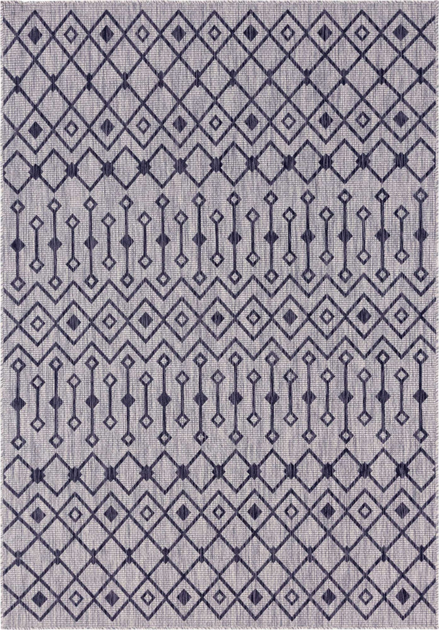 Gray 7' 1 x 10' Outdoor Trellis Rectangle Area Rug Weather Resistant for Patio, Deck, Terrace, Balcony, Porch Geometric Design Water Safe Outside Carpet for Sale at Rug Engine