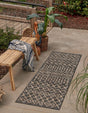 Charcoal Gray 2' x 6' 1 Outdoor Trellis Runner Area Rug Weather Resistant for Patio, Deck, Terrace, Balcony, Porch