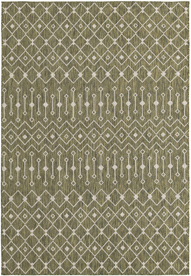 Green 7' 1 x 10' Outdoor Trellis Rectangle Area Rug Weather Resistant for Patio, Deck, Terrace, Balcony, Porch Geometric Design Water Safe Outside Carpet for Sale at Rug Engine